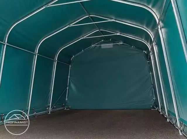 3,3x7,2m Namiot garażowy - 2m brama PVC ciemnozielony z statyką