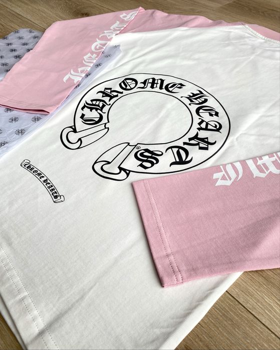 Лонгслів Chrome Hearts з рожевими рукавами