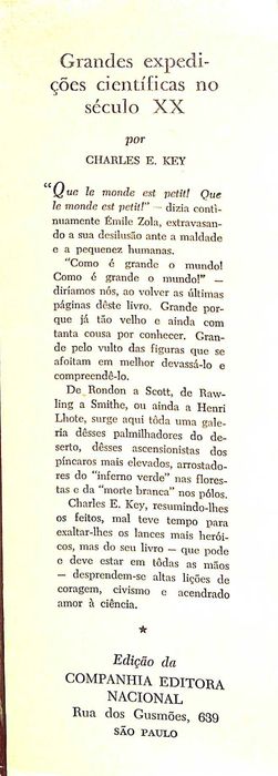 "Grandes Expedições Científicas do Século XX" de Charles E. Key