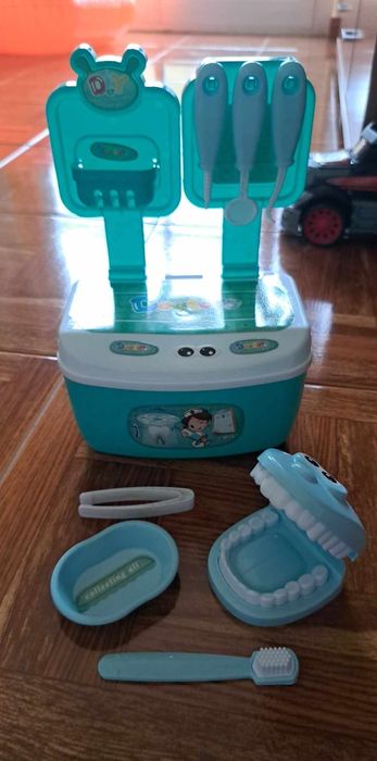 Conjunto de dentista de brincar para criança com caixa de arrumação