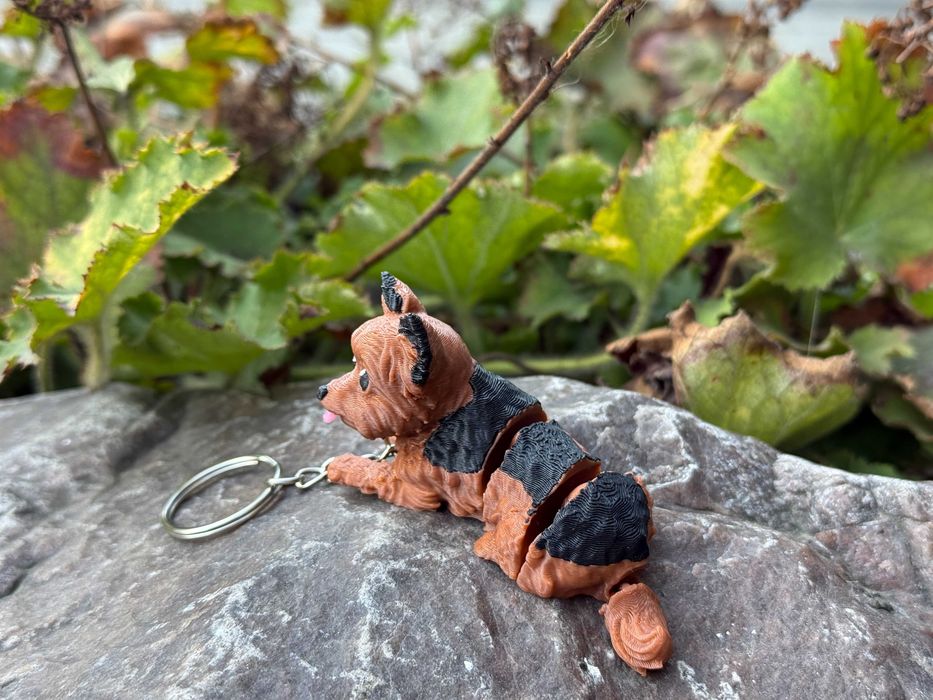 Yorkshire Terrier Piesek 3D – przegubowy brelok, ruchoma figurka