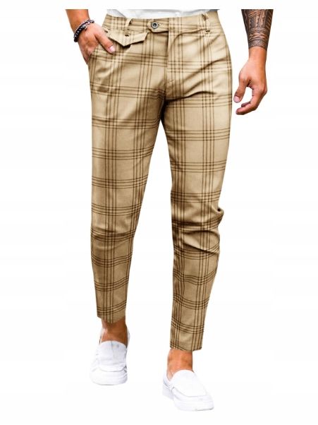 Męskie Chinosy Runcati Slim Fit Stylowe Paski Wyjątkowy Komfort SPODNI