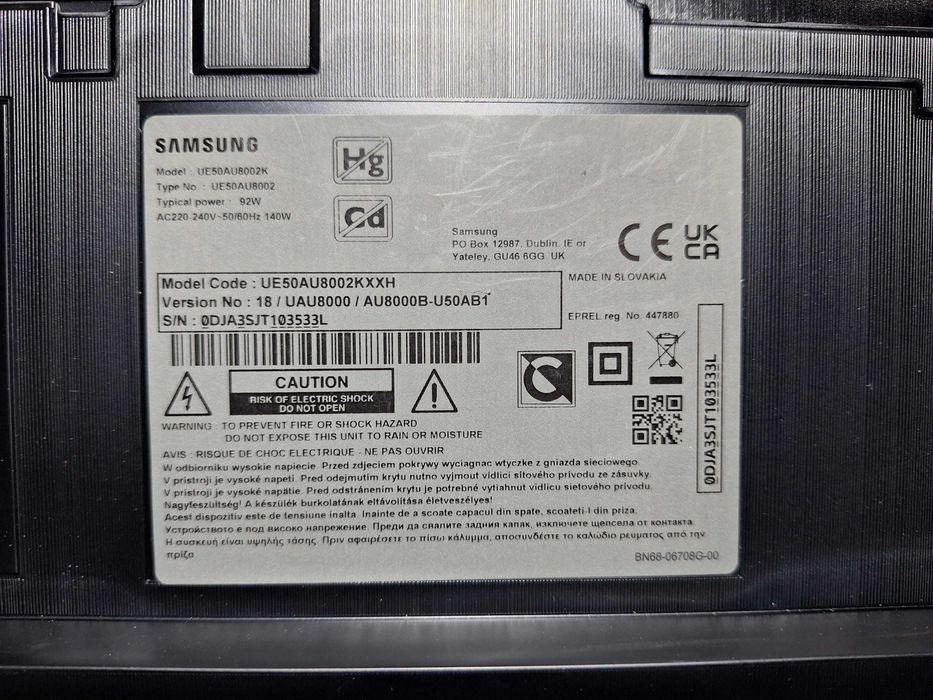 Samsung UE50AU8002K TV 50" (uszkodzony)