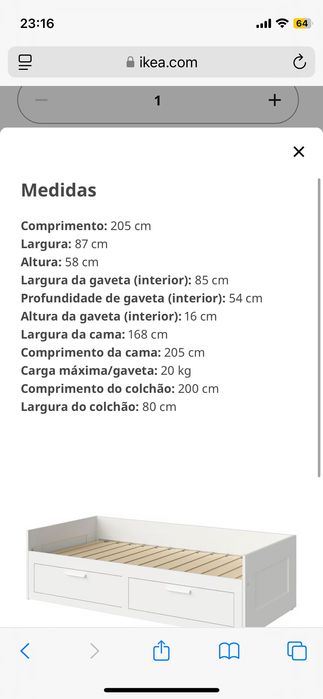 Cama individual/dupla com gavetas de arrumação