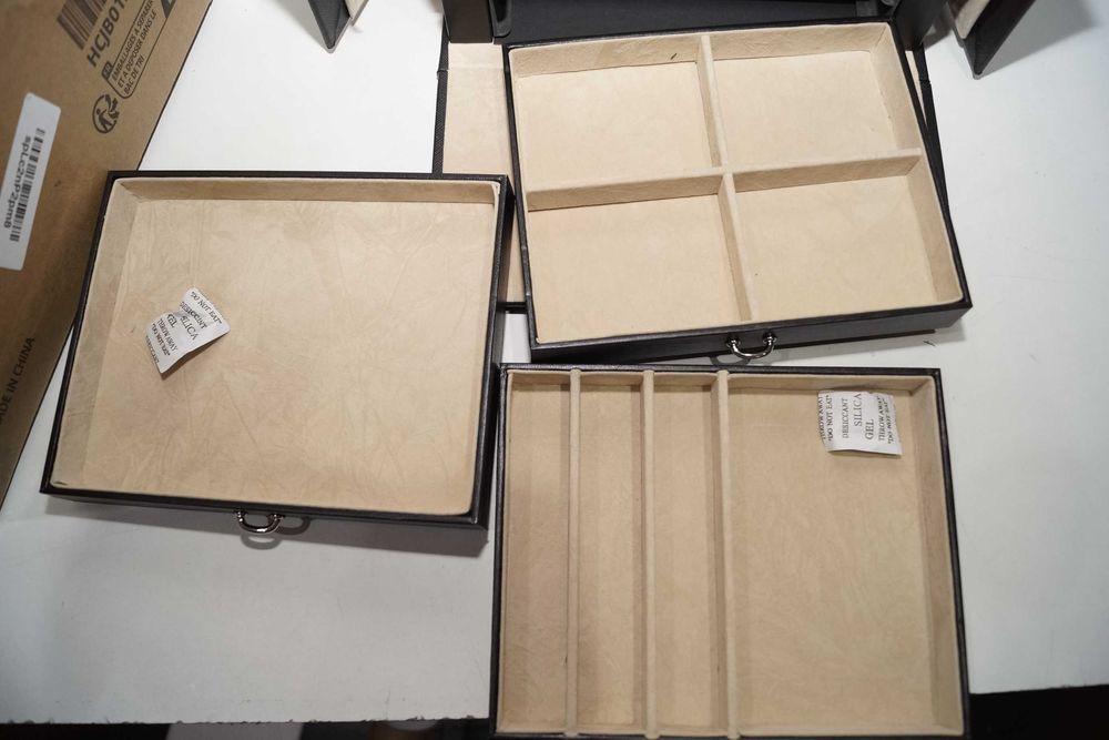G461 Pudełko szkatułka organizer na biżuterię duży Jewerly Box czarny ...