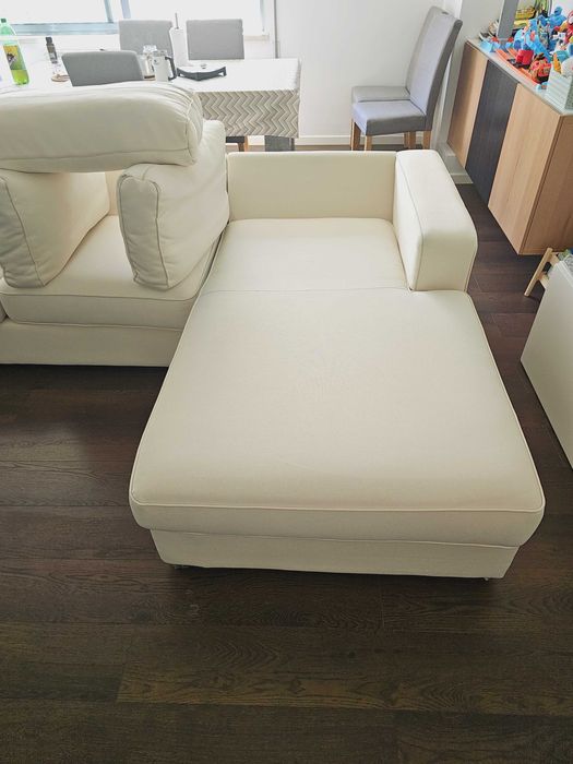 Sofá-cama de 3 lugares com chaise long, semi novo, excelente estado
