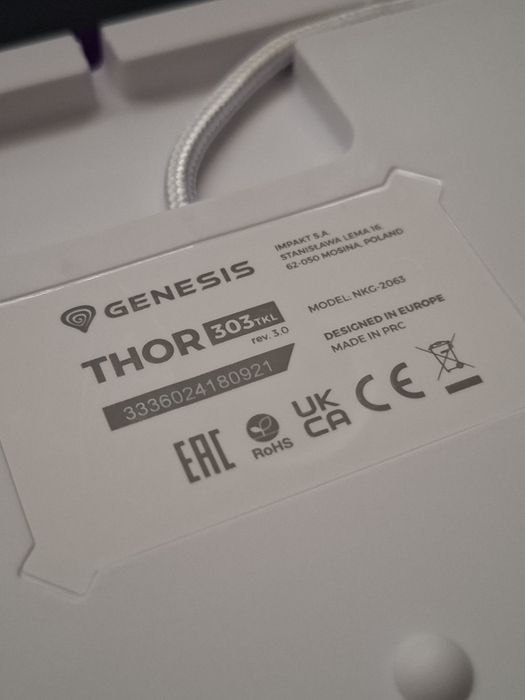 Klawiatura GENESIS Thor 303 TKL Outemu Peach Silent Biały