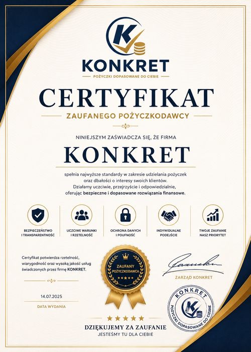 KONKRET – Pożyczka w formie karty (wirtualnej i fizycznej)