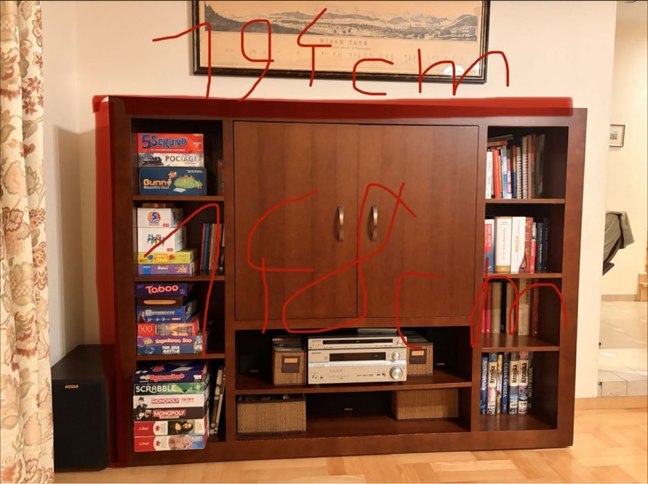 Drewniana komoda szafka RTV biblioteczka na książki regał