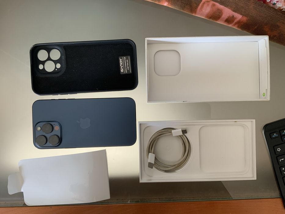 iPhone 15 Pro Max 256GB Blue Titanium com Capa Pelicula e Fatura para Garantia