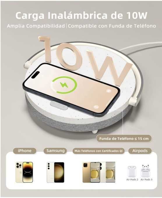 Ezvalo Carregador sem Fios Coluna Candeeiro Wireless