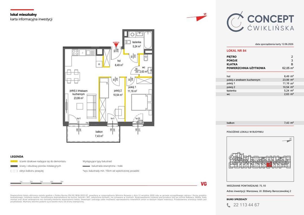 3-pokojowe mieszkanie 62m2 + balkon