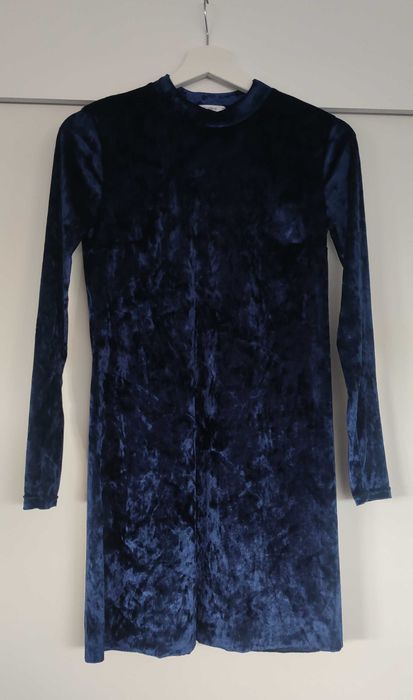 Vestido Veludo Pull & Bear S Azulão - Novo