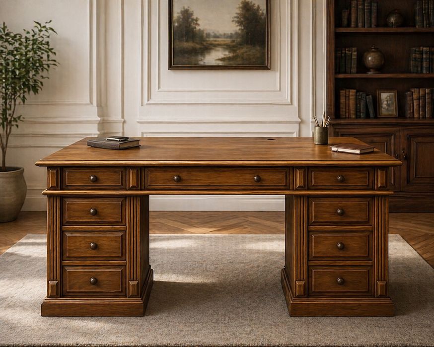 Masywne biurko gabinetowe drewniane 150 cm | klasyczne | solidne | Wrocław
