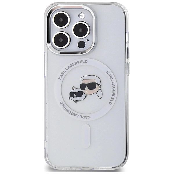 Etui Karl Lagerfeld IML Metal Karl & Choupette Head MagSafe na iPhone