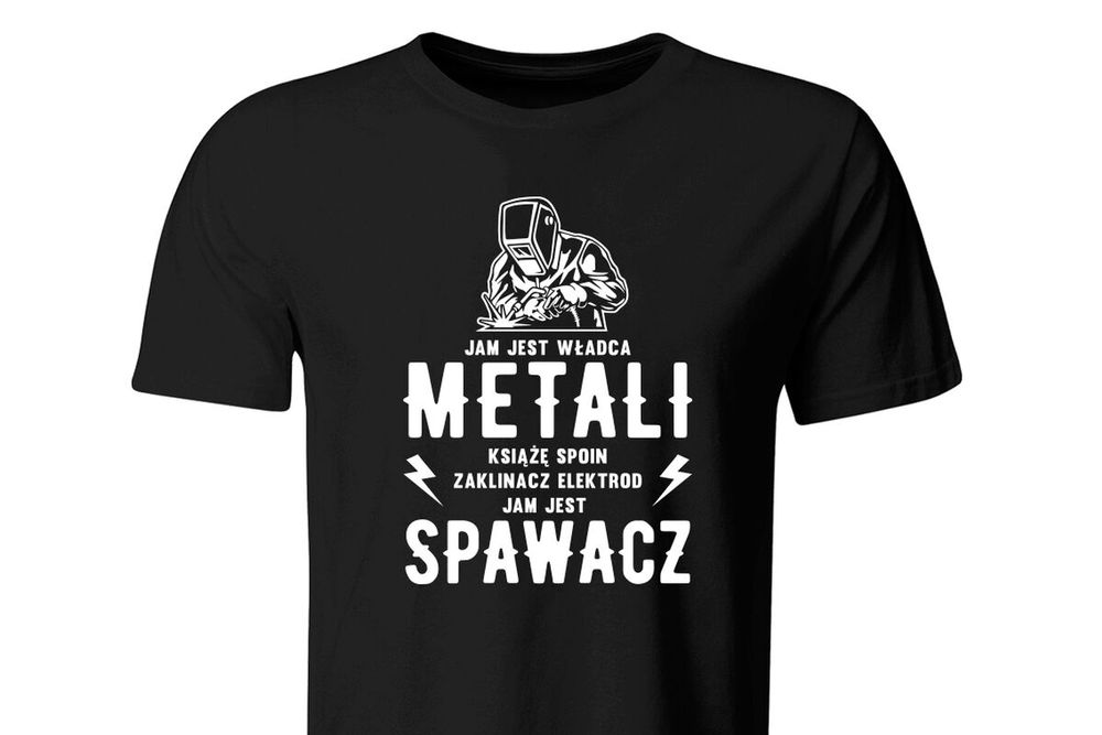 Koszulka Władca Metali. Prezent dla Spawacza, czarna, roz. L (NOWA)