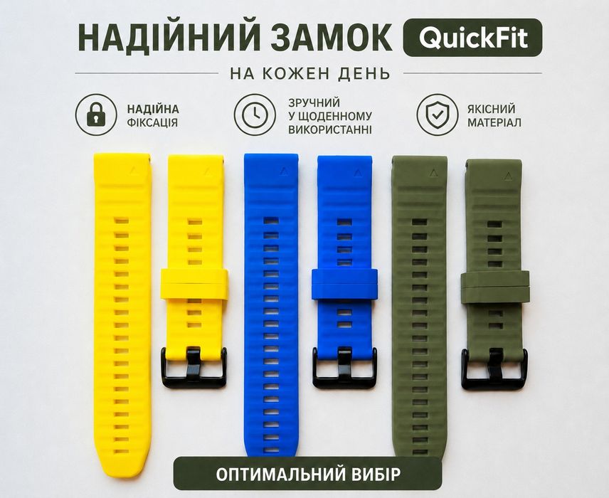 Ремінці  нейлонові ,силіконові Quick Fit для годинників  Garmin.