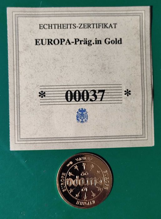 Rara Moeda Medalha Proof de ouro 50 euros - 2.835  gr - 14 K - 1999