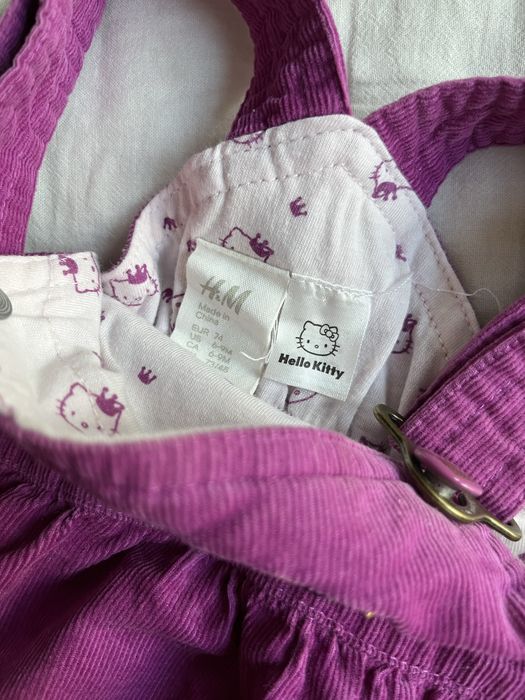 Sukienka na szelkach ogrodniczka sztruks Hello Kitty H&M 74