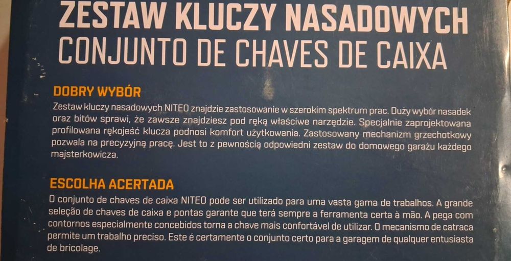 Zestaw Kluczy nasadowych NITEO 61 elementów Klucz grzechotkowy nasadki