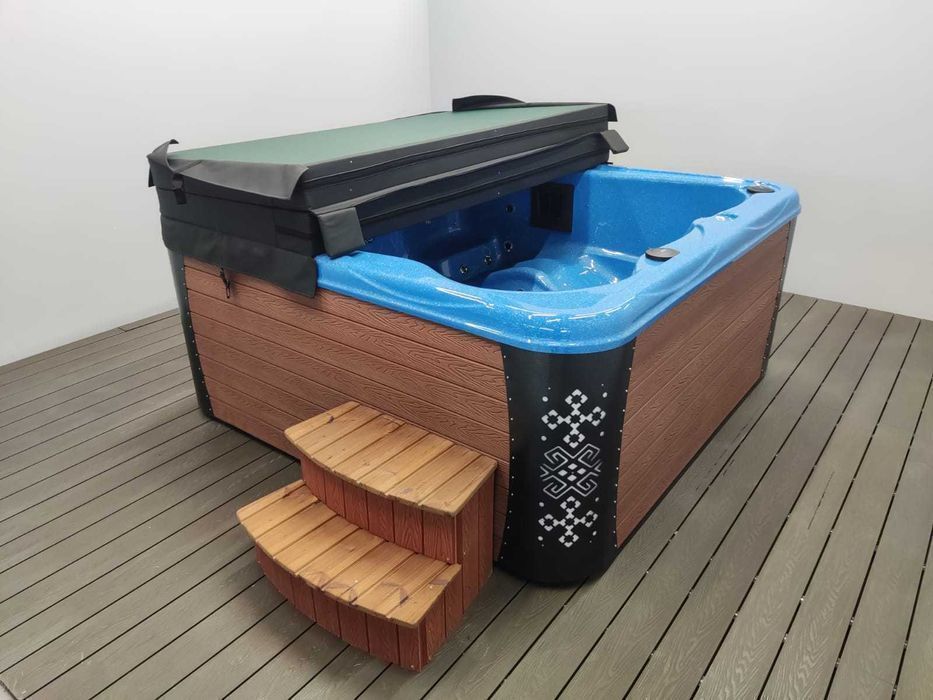 Kwadratowe Balie ogrodowe z piecem na drewno, jacuzzi ogrodowe, TANIO