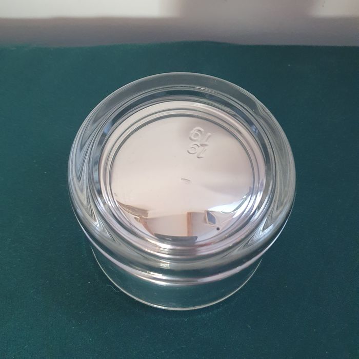 Szklany,srebrny świecznik