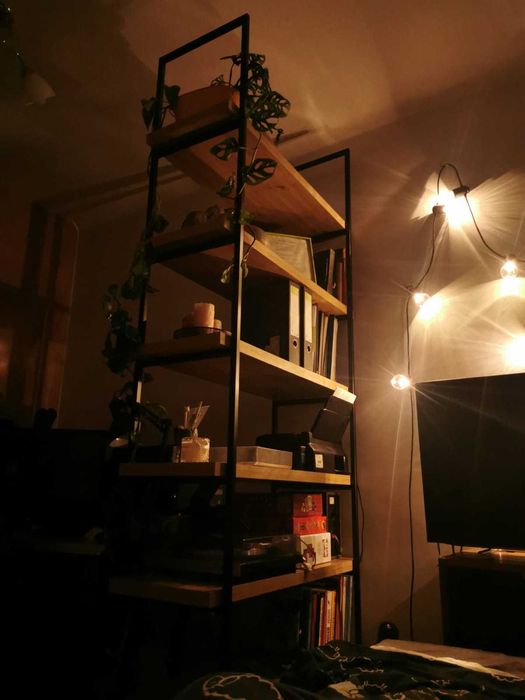 Regał metalowy magazynowy na książki loft warsztatowy czarny półka