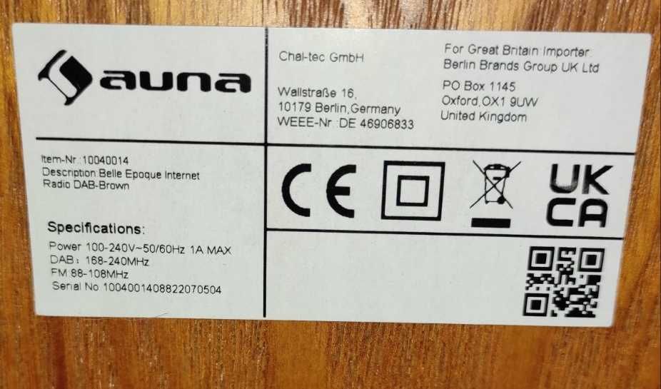 Ретро-стереосистема Auna Belle Epoque 1906 DAB, BT CD DAB USB УЦІНКА