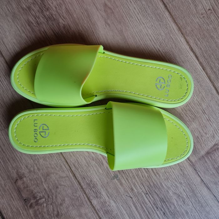LU BOO klapki na plażę basen pod prysznic żółty neon fluo R. 38 Nowe