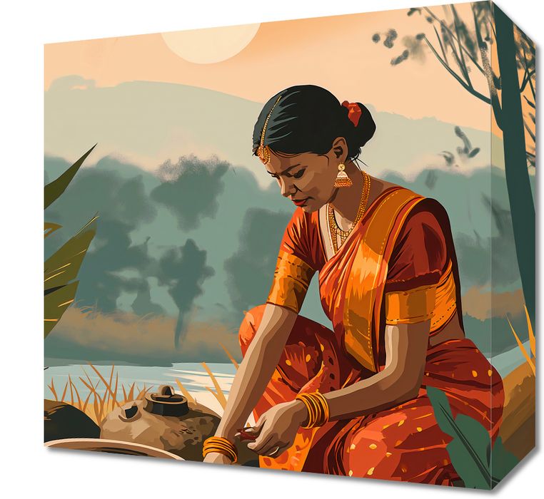 Obraz 30x30cm Codzienność w Odcieniach Złota