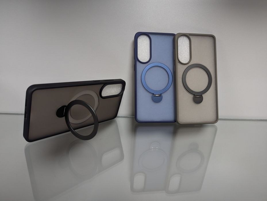 Samsung S25 Edge Противоударный чехол Matte Magsafe с подставкой