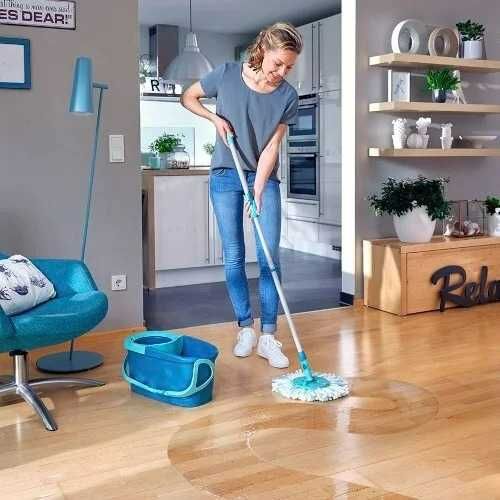 Набір для миття підлоги Leifheit CLEAN TWIST Ergo Disc Mop Set 52101 з відром і центрифужним віджимом