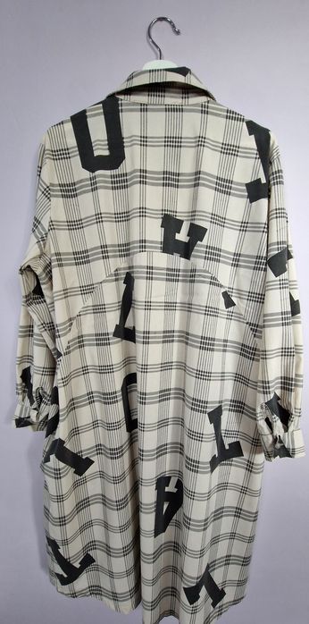 Beżowa luźna sukienka w kratę typu worek L XL 2XL Marta