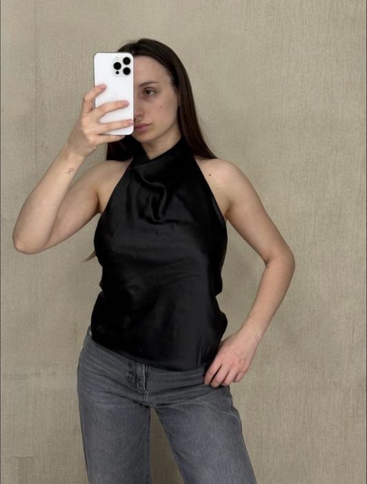 Атласний топ з відкритою спиною ZARA