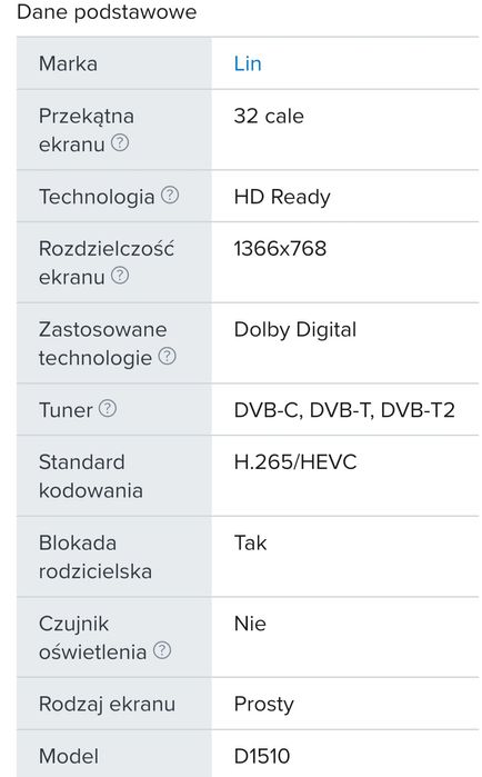 Telewizor Lin HD 32 1510