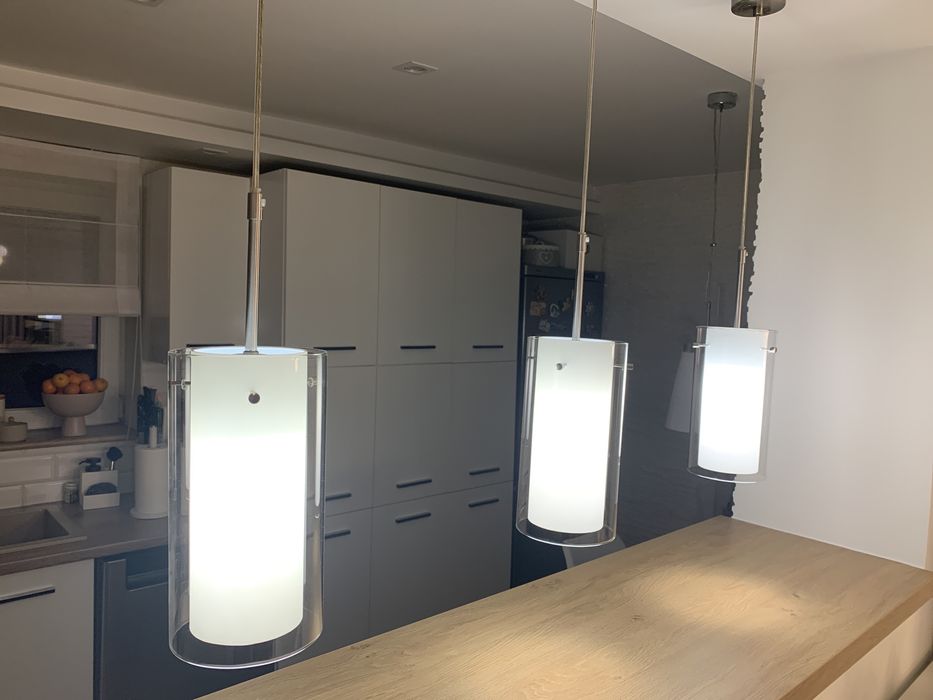 Lama wisząca lampy wiszące 3szt białe szkło