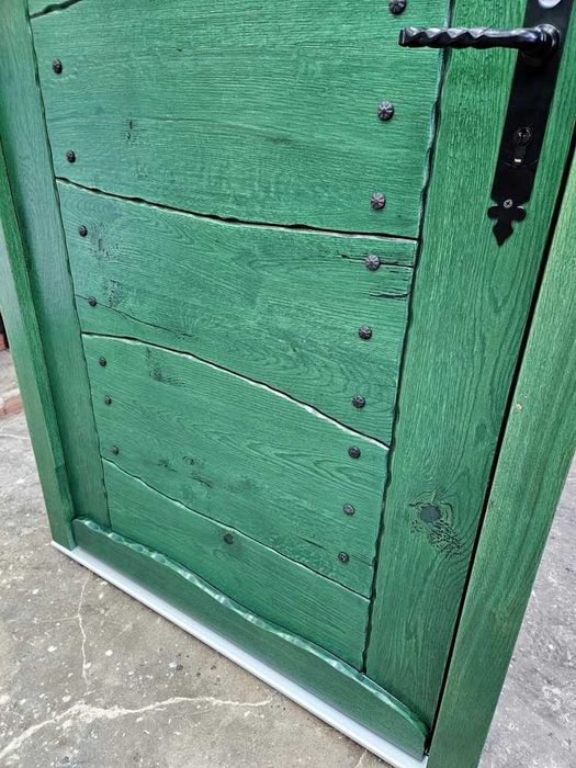 Drzwi DŁUGOSZ drewniane zewnętrzne wejściowe góralskie dębowe GOTOWE