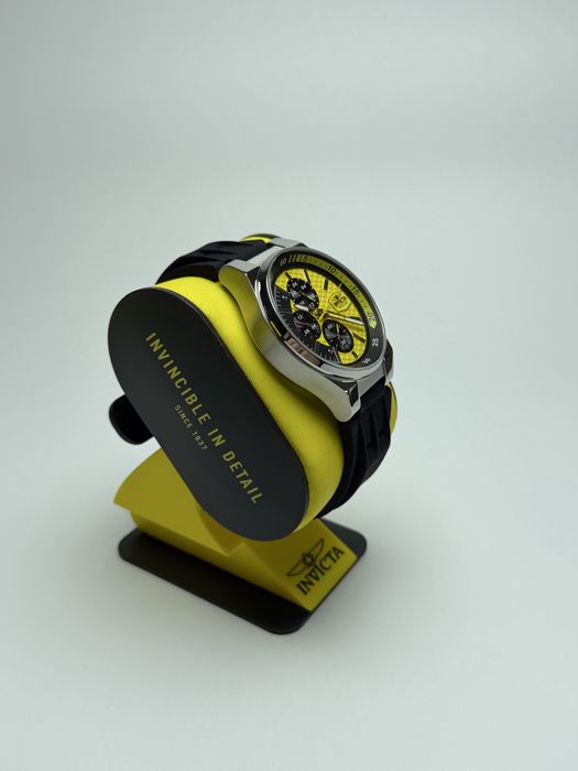 Invicta 47738, чоловічий годинник спортивний, годинник з яскравим жовтим циферблатом, інвікта хронограф