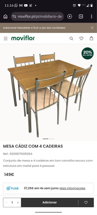 Mesa 4 cadeiras