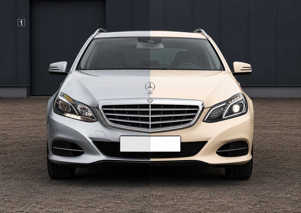 Передние фары LED ( апгрейд из галогена ) на Mercedes-Benz E-Class W212 2013-2016 года