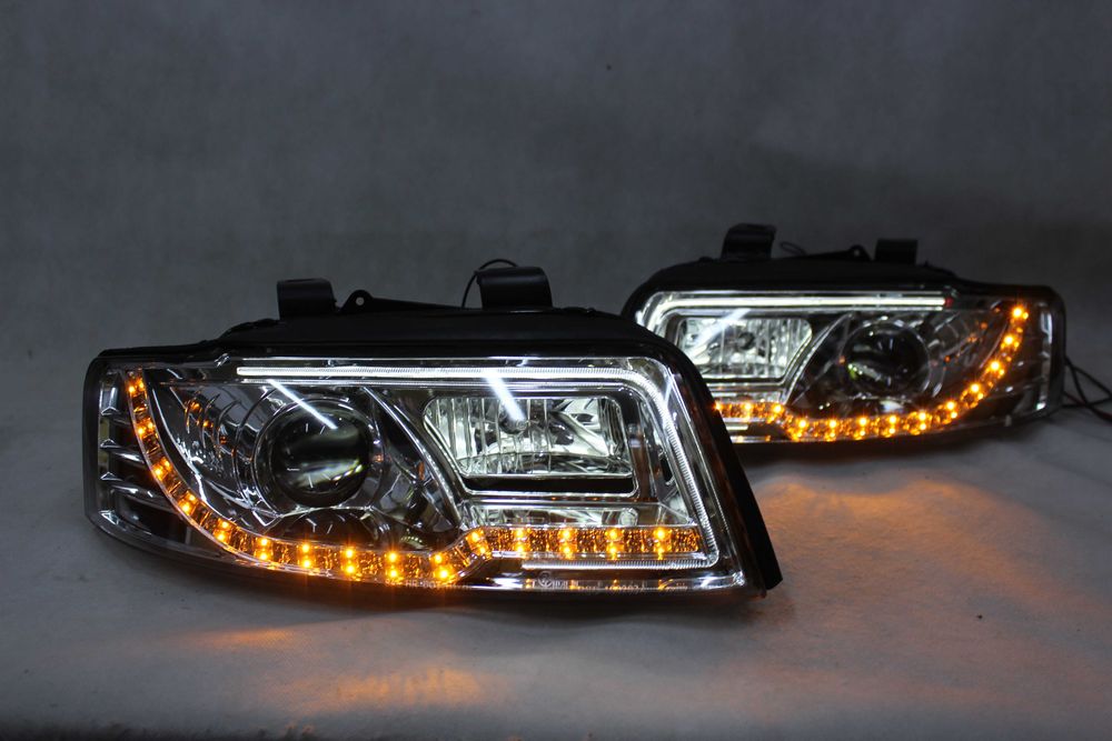 Reflektory lampy przednie przód AUDI A4 B6 00-04 LED BAR NEON Tuning CHROM !
