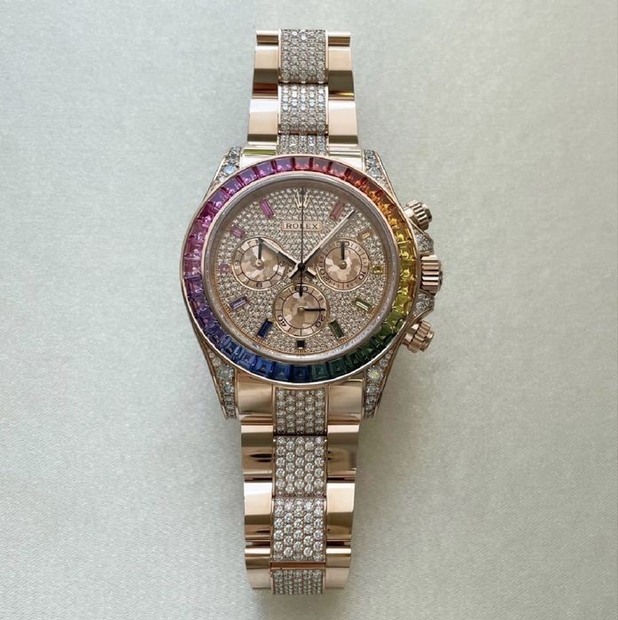 Часы Rolex. Rose gold/diamonds/sapphires. Clone.