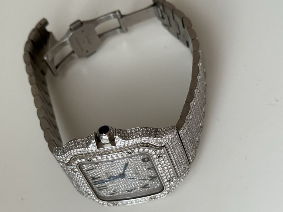 Cartier Santos de Cartier Large „Iced Out” Custom Arabic Dial (2025) L