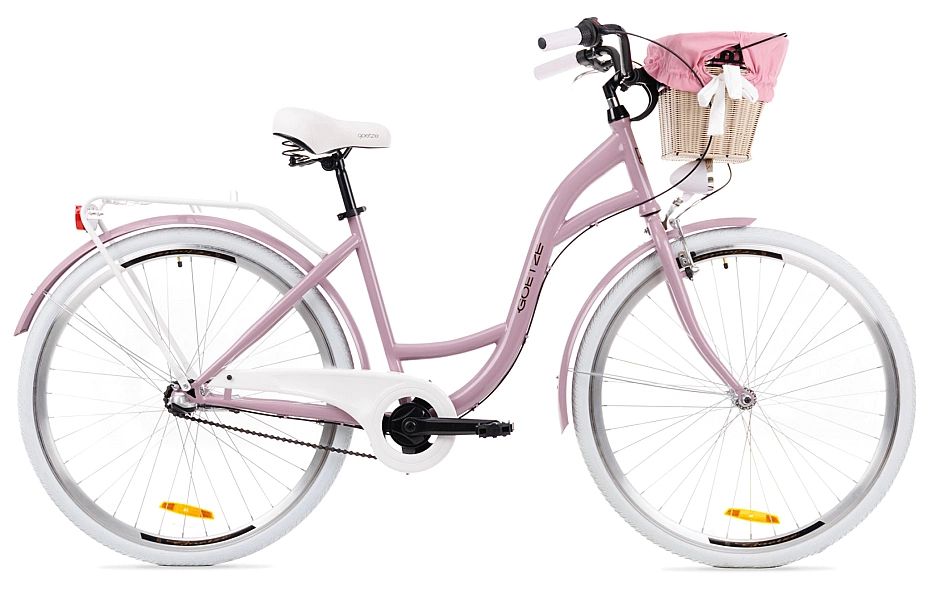 Rower miejski damski Goetze Style 28/3b-Lilac-biały-Polirattanowy