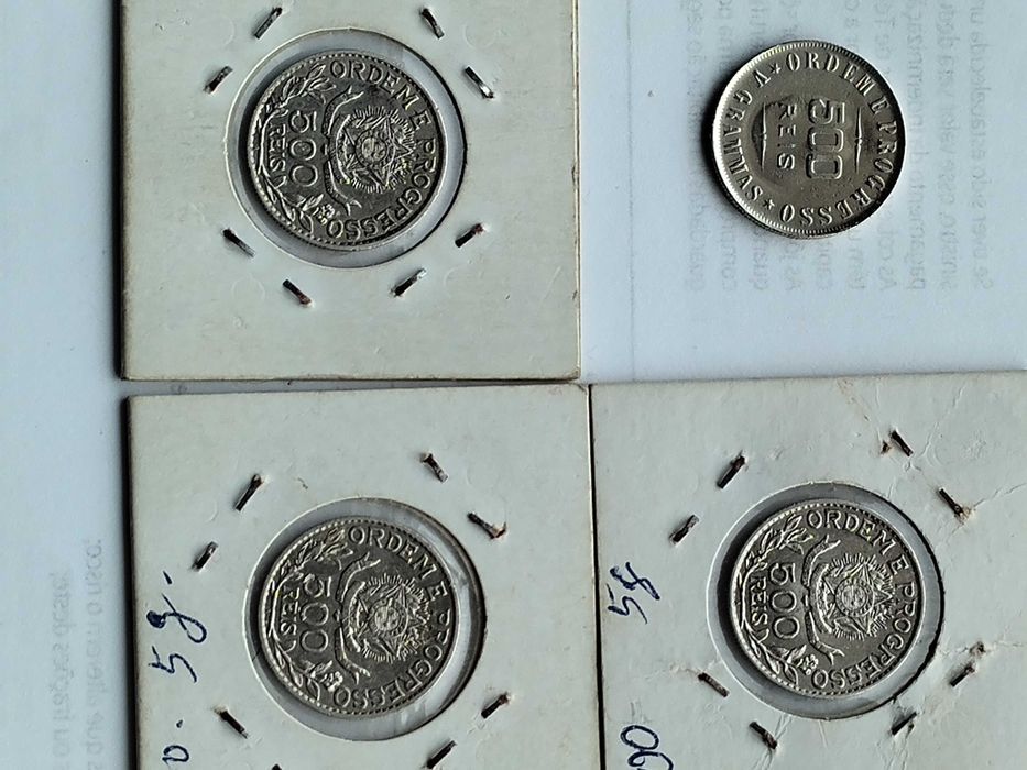 Quatro Moedas em Prata 900 ,500 Réis Brasil