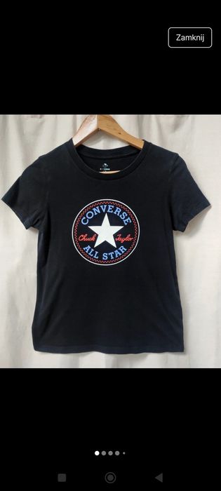 Czarna koszulka bluzka T-shirt krótki rękaw z nadrukiem Converse S