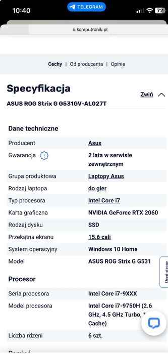 ASUS ROG Strix G G531GV/ i7-9750H/ 16GB/ 512 GB/ RTX 2060 6GB/ FHD