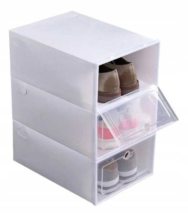 Organizer na buty pudełka modułowe zestaw 10 sztuk białe mocne szafka