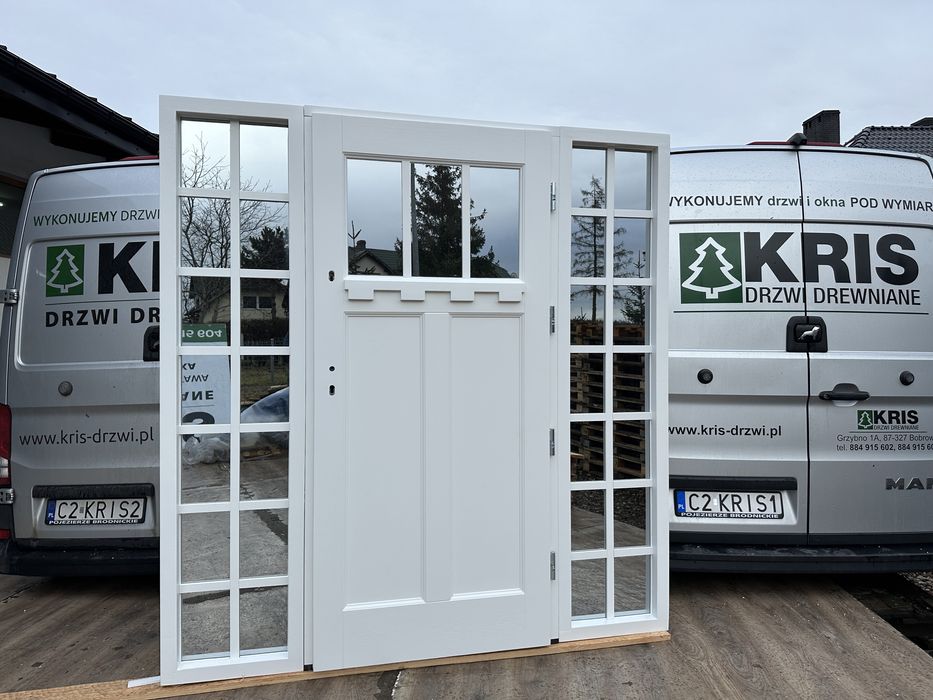 Drzwi zewnętrzne drewniane z doświetlami Cała Polska Amerykański Styl