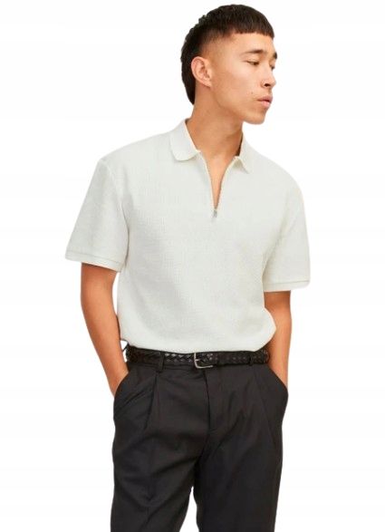 Jack & jones biały t shirt męski z krótkim rękawem l 1n2a